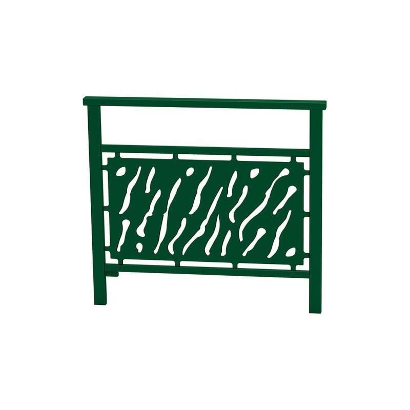 Geländer gestanztes Blech, 900 x 1.000 mm, Farbe enzianblau, eckiger Handlauf, Außengeländer, Systemgeländer