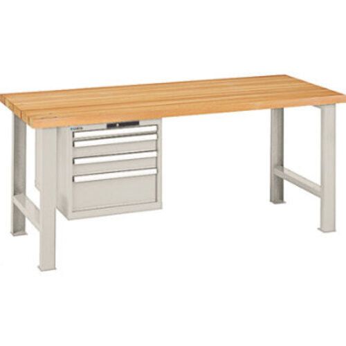 Werkbank - 0,5 t - (HxBxT) 850 x 2.000 x 800 mm - 4 Schubladen - grau