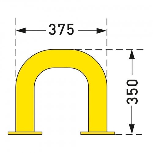 Rammschutz-Bügel Indoor, Anfahrschutz aus Gütestahl, hochbelastbar, 350 mm Höhe, 1.000 mm Breite, gelb kunststoffbeschichtet