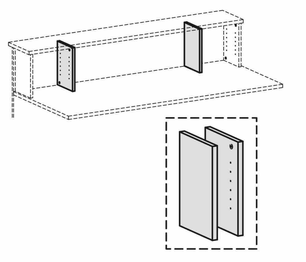 Fachseiten für Einlegeböden, 2 Stück, für gerade Vorwandelemente 800 - 1.600 mm (B) und Elemente mit Monitoraussschnitt 1.600 mm (B) , Dekor Ahorn
