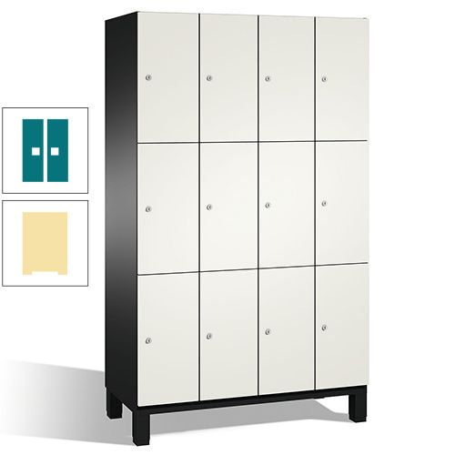 Fächerschrank, Stahlschrank, 12 Fächer, Türöffnungsbegrenzer, mit Füßen, Korpus lichtgrau, Tür anthrazitgrau, 1.980 x 1.200 x 525 mm (HxBxT)