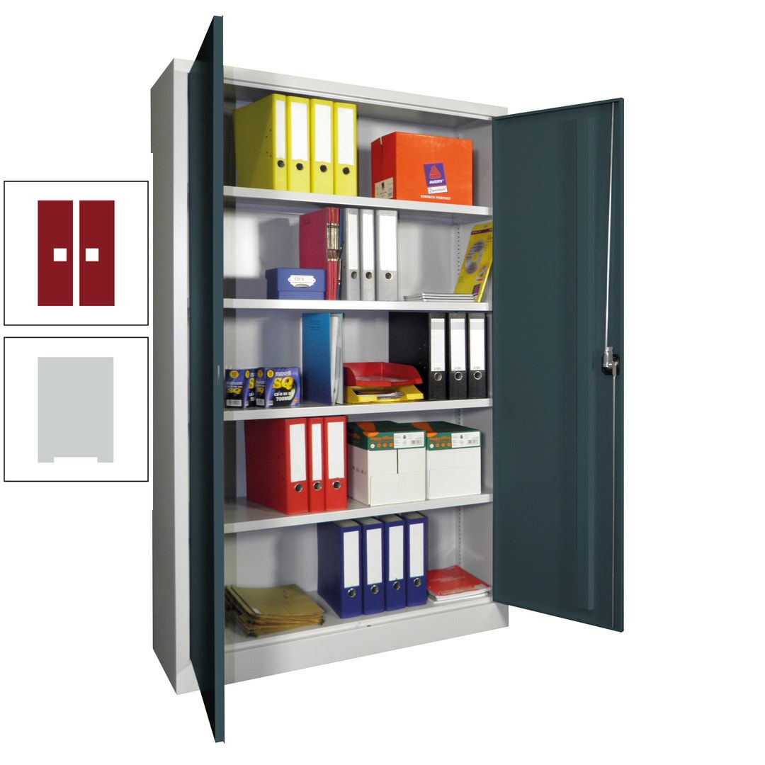Aktenschrank - Vollblechtüren - 1.950x1.200x400 mm (HxBxT) - 4 Einlegeböden verzinkt - Zylinderschloss - anthrazitgrau