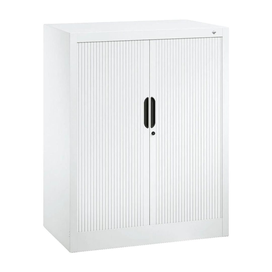 C+P Omnispace, Rollladenschrank, Aktenschrank, Büroschrank, Stahlschrank, abschließbar, 2 Fachböden, Farbe lichtgrau, 1.030 x 1.000 x 420 mm (HxBxT)