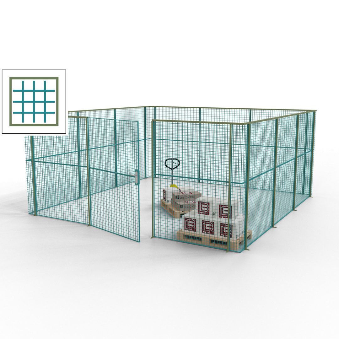 Maschinen Schutzgitter - Hallentrennwand - Sicherheitszaun - Tür - 18 m - 2.200 x 4.900 x 4.900 mm (HxBxT) - enzianblau