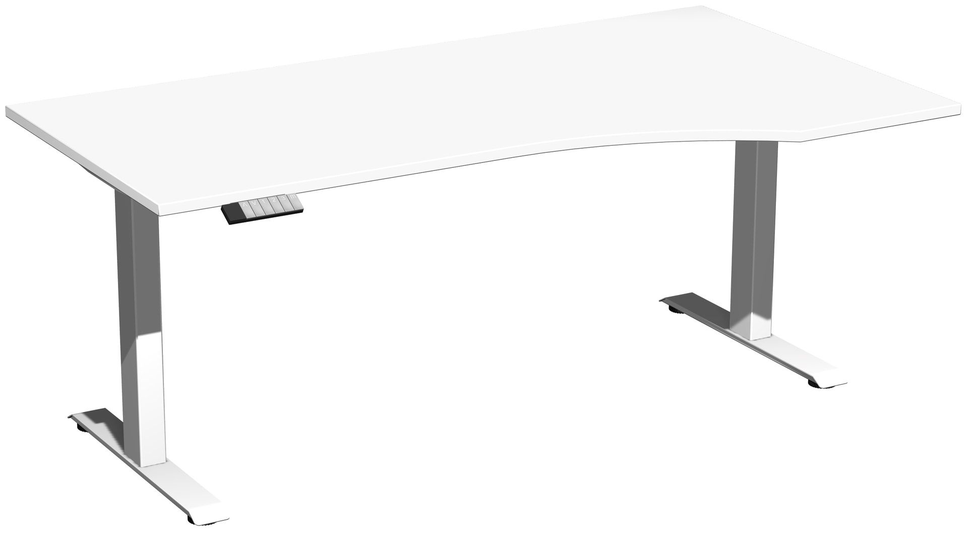 Eckschreibtisch, Ecke rechts, Elevate Basic, elektronisch höhenverstellbar, 730 - 1.230 x 1.800 x 1.000 mm (HxBxT), Gestell anthrazit, Dekor Ahorn
