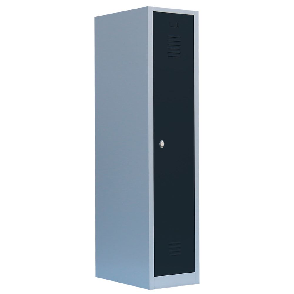 Garderobenschrank, Garderobenspind, 1 Abteil, 1.800 x 415 x 500 mm (HxBxT), Stahl, Korpusfarbe: lichtgrau, Frontfarbe: anthrazitgrau