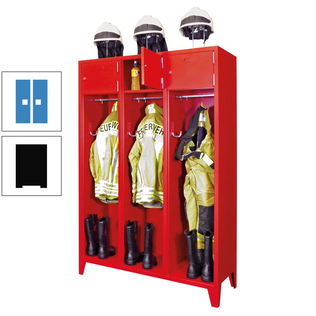 Feuerwehrschrank - 2 Abteile - Ablagefach mit Tür, Etikettenrahmen - 2.100 x 830 x 500 mm (HxBxT) - anthrazitgrau