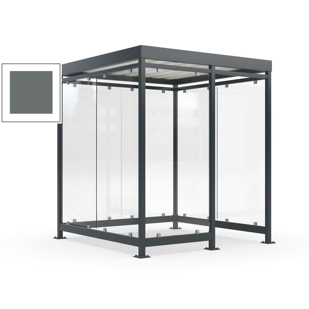 Raucherunterstand, Bushaltestelle, 7 Wände, 6-7 Personen, 2.510 x 2.165 x 2.165 mm (HxBxT), Farbe Achatgrau