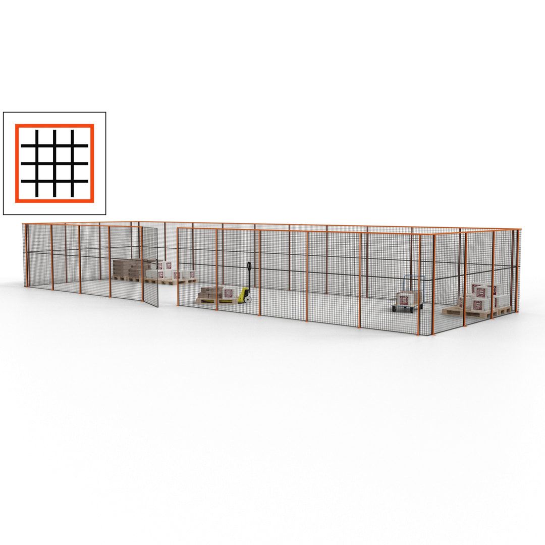 Maschinen Schutzgitter - Hallentrennwand - Sicherheitszaun - Tür - 39 m - 2.200 x 15.400 x 4.900 mm (HxBxT) - enzianblau