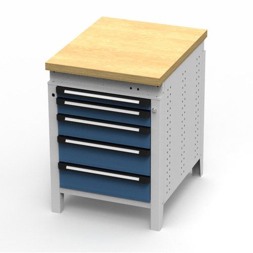 OTTOKIND Werkbank - Arbeitsplatte bündig - 850 x 605 x 750 mm (HxBxT) - 5 Schubladen - lichtgrau