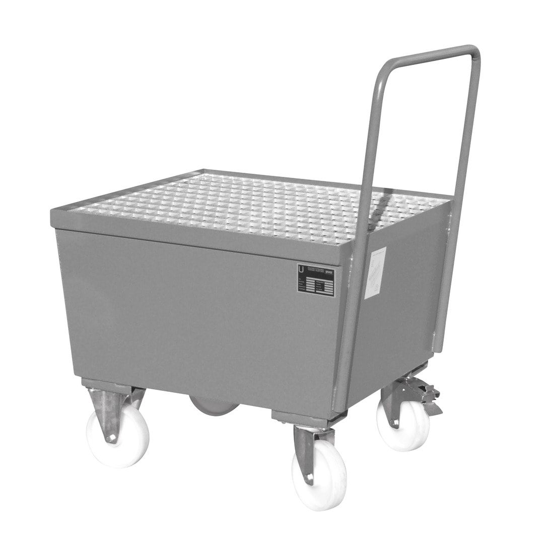 Auffangwanne - 215 l - für 1 x 200-l-Fass - Rollen - Griff - feuerrot