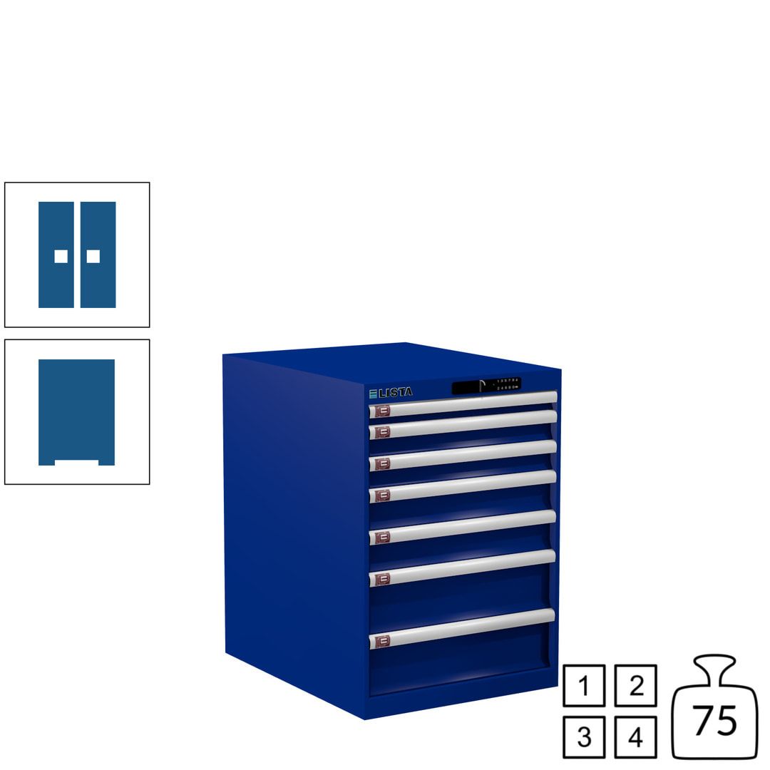 Lista Schubladenschrank - 14.354.010 - 800x564x725 mm (HxBxT) - 7 Schubladen - 75 kg - Key Lock - lichtblau (RAL 5012)