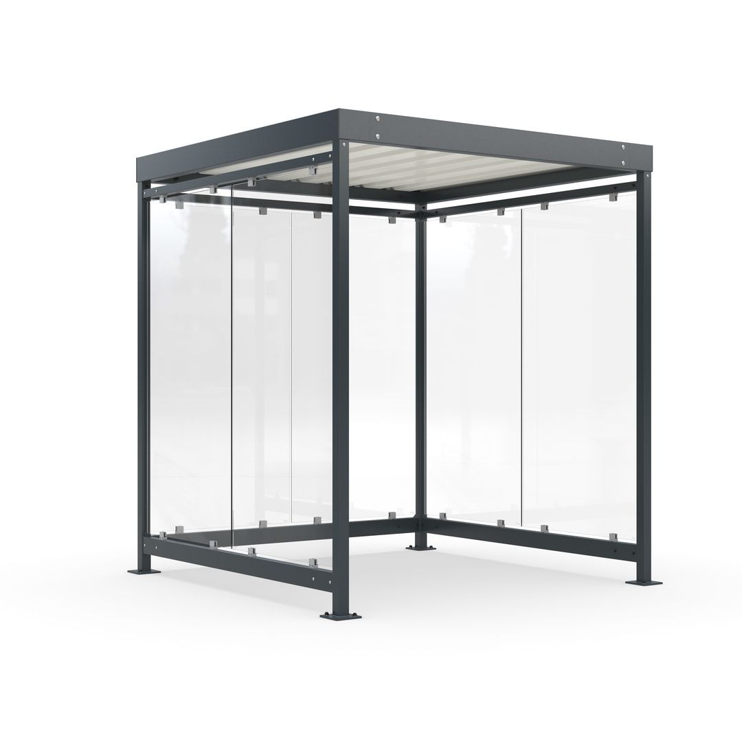 Raucherunterstand, Bushaltestelle, Bausatz, 6-7 Personen, 6 Wände, 2.510 x 2.165 x 2.165 mm (HxBxT), Achatgrau