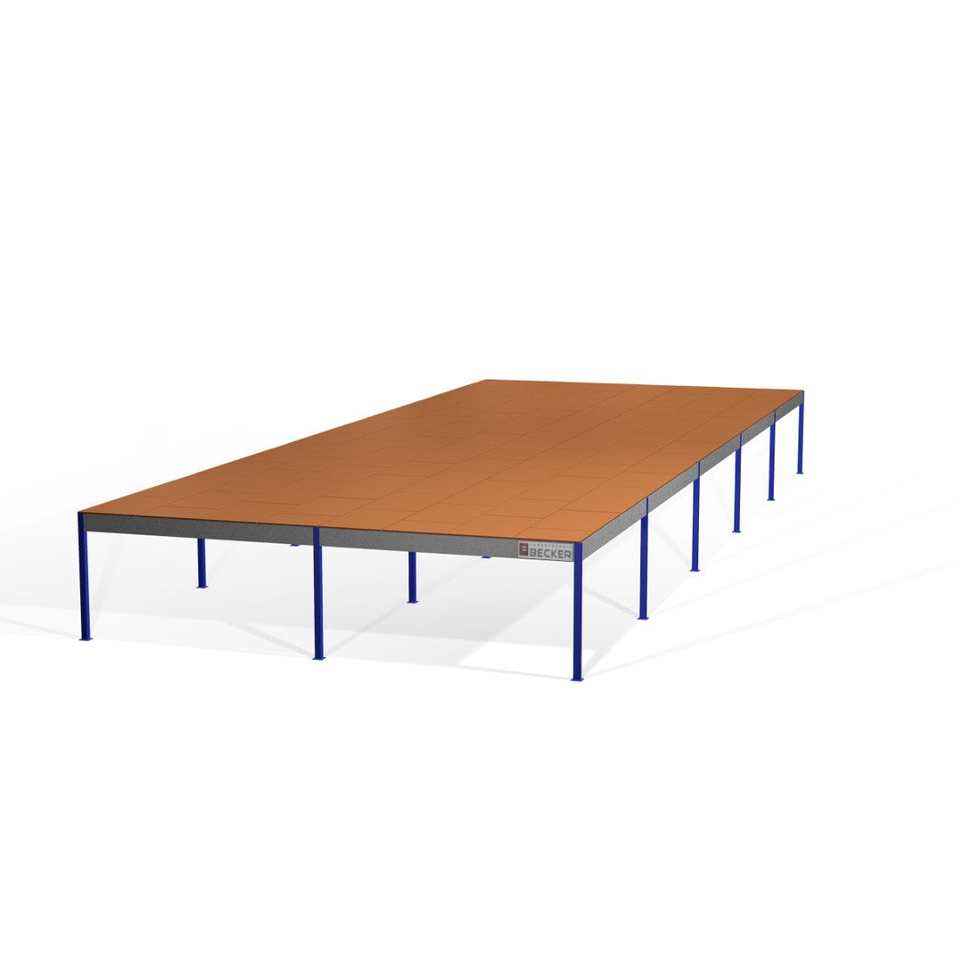 Lagerbühne - 2.100 x 10.000 x 10.000 mm (HxBxT) - 250 kg/qm - mit Böden - Perlweiß (RAL 1013)