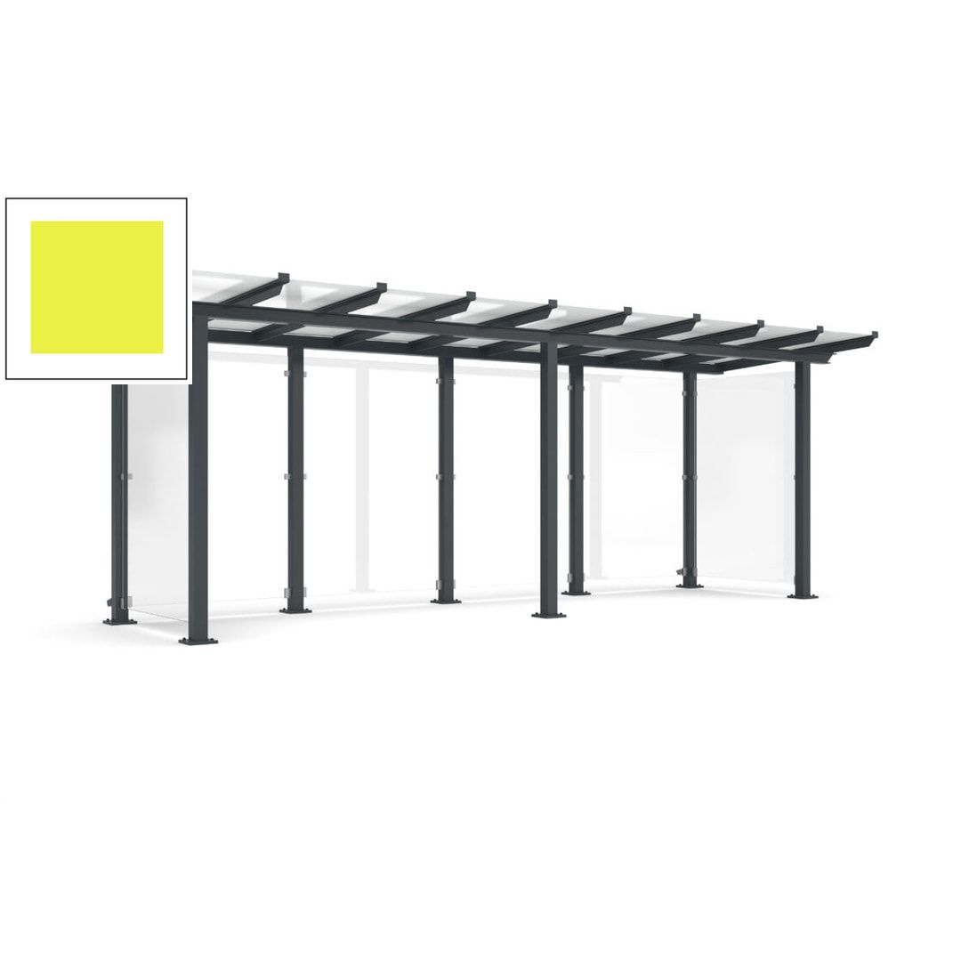 Unterstand mit Pultdach und Sicherheitsglas - feuerverzinkt und farbbeschichtet - 2.435 x 6.850 x 2.090 (HxBxT) - Farbe Achatgrau