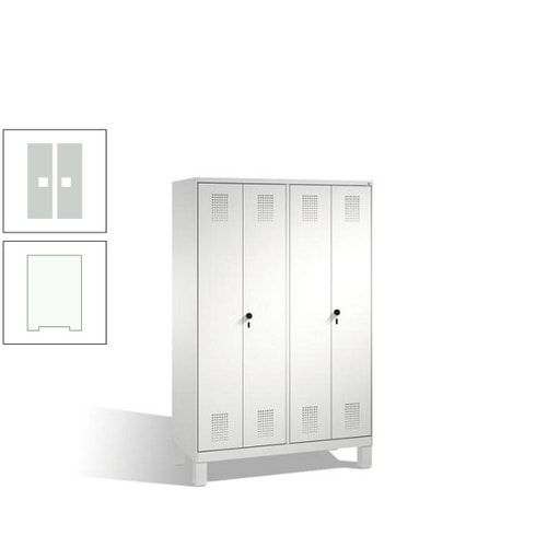 Doppel-Spind, Doppeltüren, Garderobenschrank mit Füßen, 4 Abteile a 300 mm, Korpus anthrazitgrau, Tür anthrazitgrau, 1.850 x 1.200 x 500 mm (HxBxT)