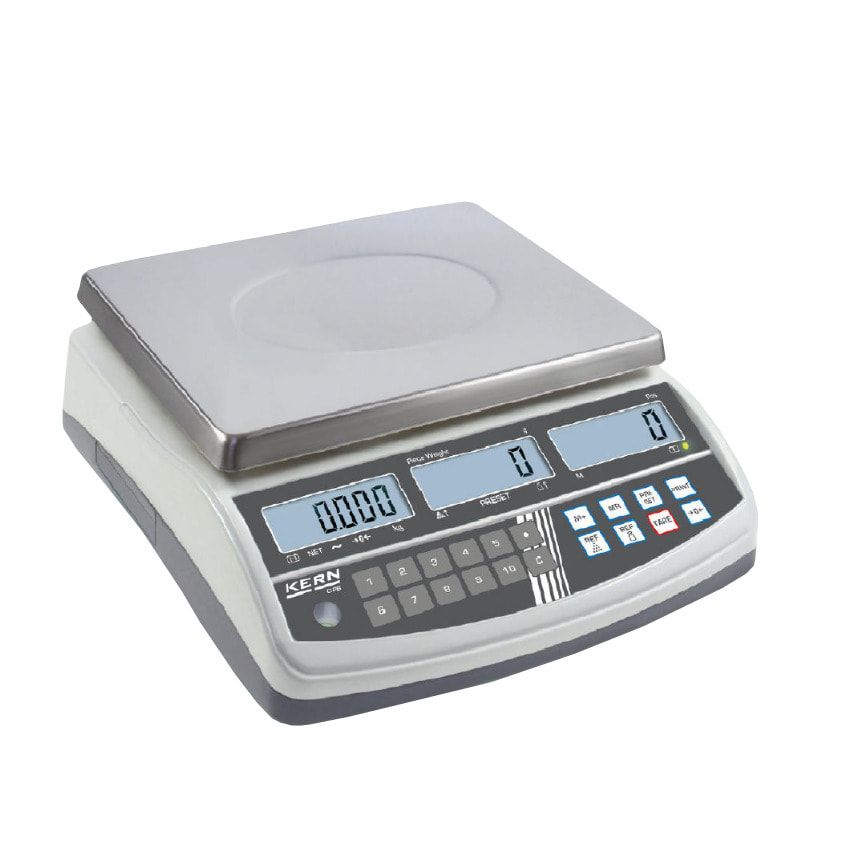 Zählwaage - eichfähig - Wägebereich 15 kg - Wiegeschritte 2/5 g - Edelstahl Wägeplatte 295 x 225 mm (BxT)
