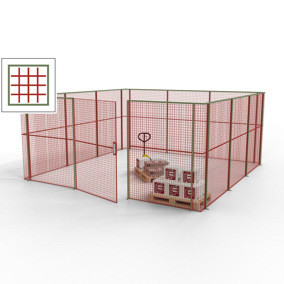 Maschinen Schutzgitter - Hallentrennwand - Sicherheitszaun - Tür - 18 m - 2.200 x 4.900 x 4.900 mm (HxBxT) - enzianblau