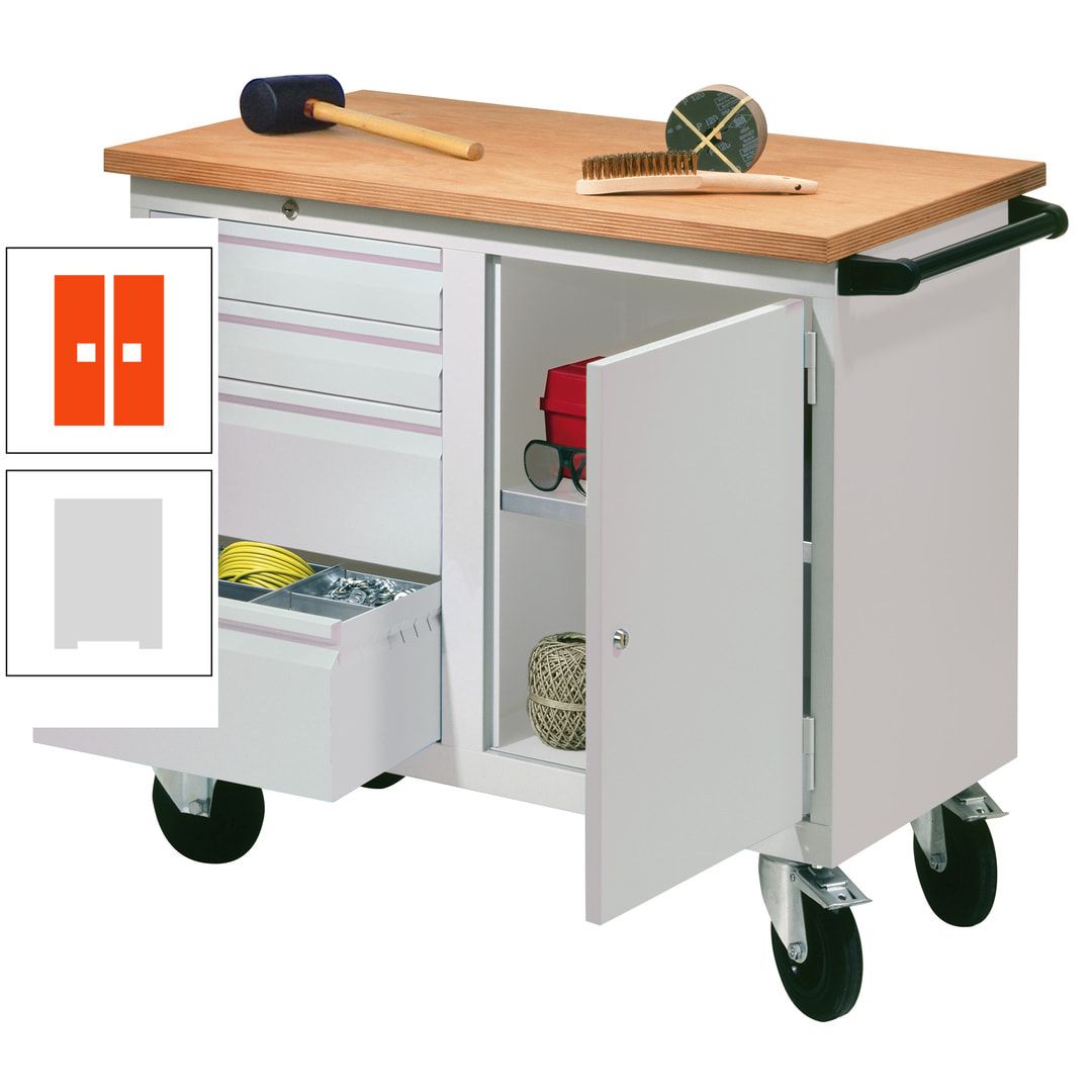 Mobile Werkbank - Werkstattwagen - 915 x 1.090 x 600 mm - 4 Schubladen und Schrankfach - anthrazitgrau