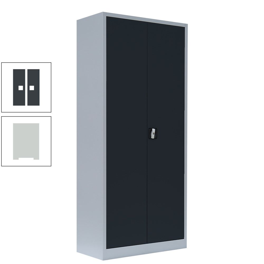 Mehrzweckschrank, Stahlschrank, 2 Abteile, 5 Fächer, 1.800 x 800 x 383 mm (HxBxT), Kleiderstange, Stahl, Korpus: lichtgrau, Front: anthrazitgrau