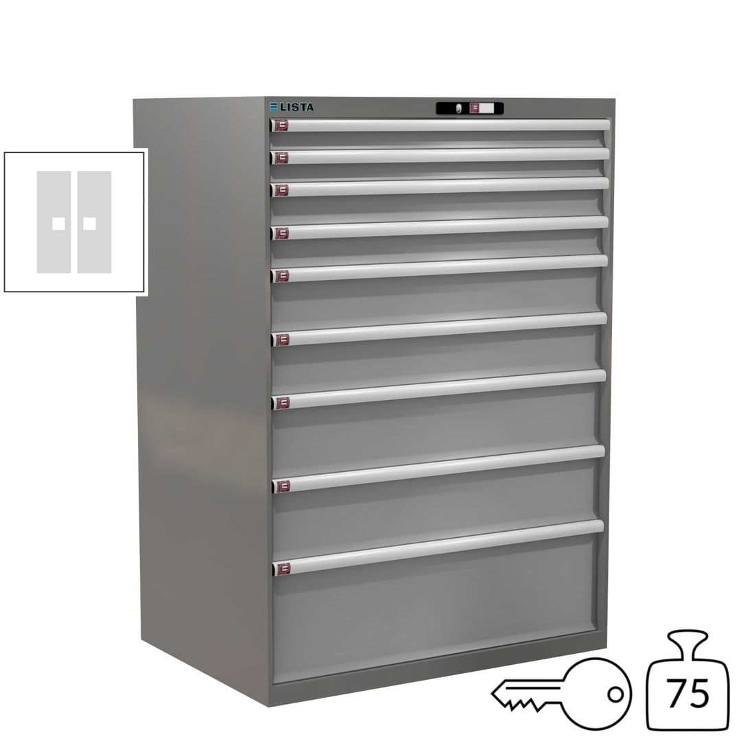 Lista Schubladenschrank - 12.550.010 - 1.450x1.023x725 mm (HxBxT) - 9 Schubladen - 200 kg - Key Lock - lichtblau (RAL 5012)