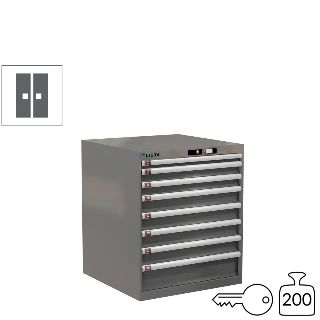Lista Schubladenschrank - 14.408.010 - 850x717x725 mm (HxBxT) - 8 Schubladen - 75 kg - Key Lock - lichtblau (RAL 5012)