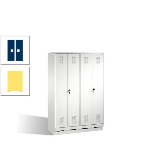 Doppel-Spind, Doppeltüren, Garderobenschrank mit Sockel, 4 Abteile a 300 mm, Korpus anthrazitgrau, Tür anthrazitgrau, 1.800 x 1.200 x 500 mm (HxBxT)