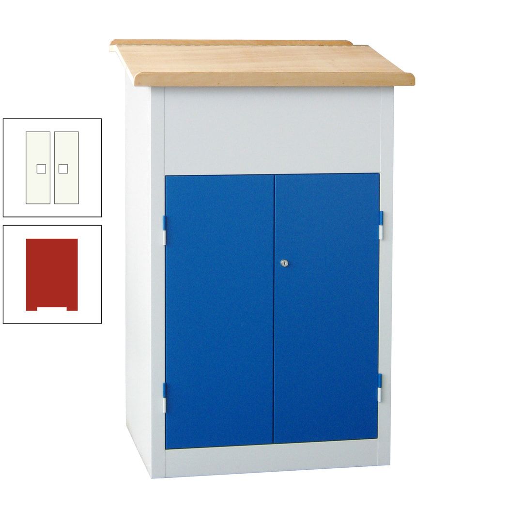 Stehpult mit Schrank - Vollblechtür - Zylinderschloss - 2 Böden - 1.200 x 700 x 600 mm (HxBxT) - anthrazitgrau