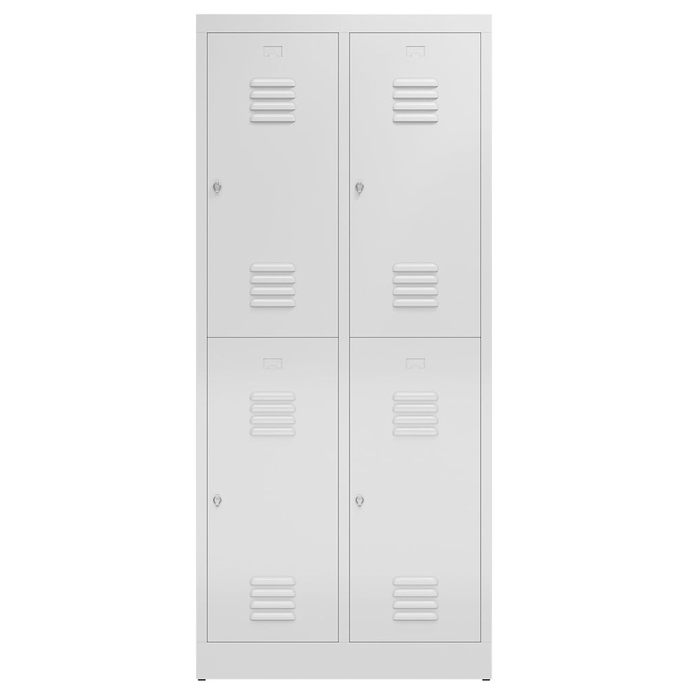 Garderobenschrank, Doppelstockspind, 2 Abteil, 4 Fächer, 1.800 x 800 x 500 mm (HxBxT), Drehriegel, Stahl, Korpus: lichtgrau, Front: anthrazitgrau