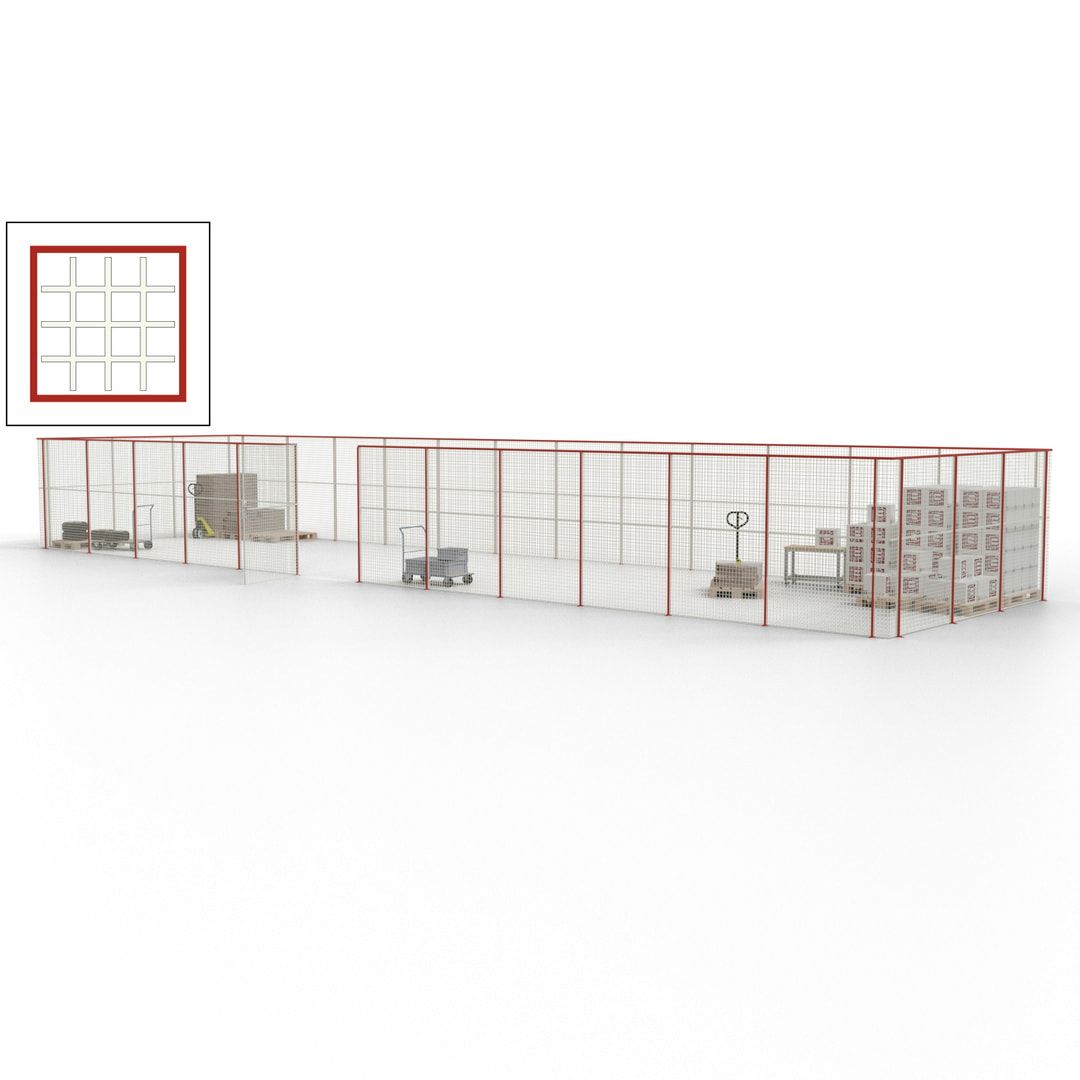 Maschinen Schutzgitter - Hallentrennwand - Sicherheitszaun - Tür - 45 m - 2.200 x 18.400 x 4.900 mm (HxBxT) - enzianblau
