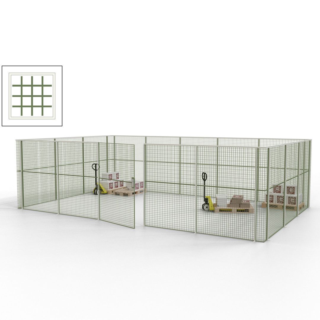 Maschinen Schutzgitter - Hallentrennwand - Sicherheitszaun - Tür - 22 m - 2.200 x 7.900 x 4.900 mm (HxBxT) - enzianblau