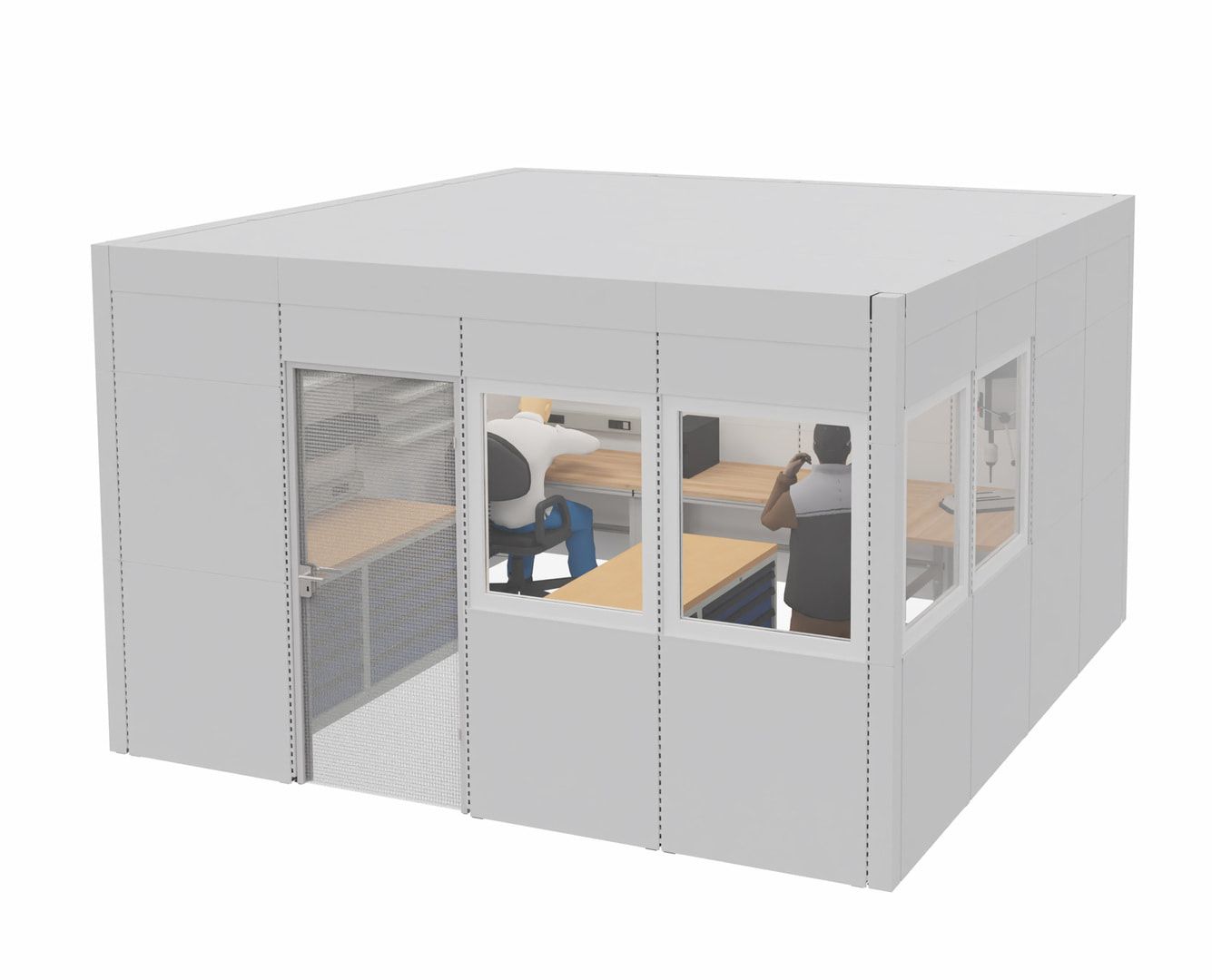 OTTOKIND Akustik-Kabine, Raumkabine, Bürokabine, ca. 12 qm, 2.610 x 4.230 x 3.230 mm (HxBxT), Schalldämmung, LED-Beleuchtung, Stahlblech, lichtgrau
