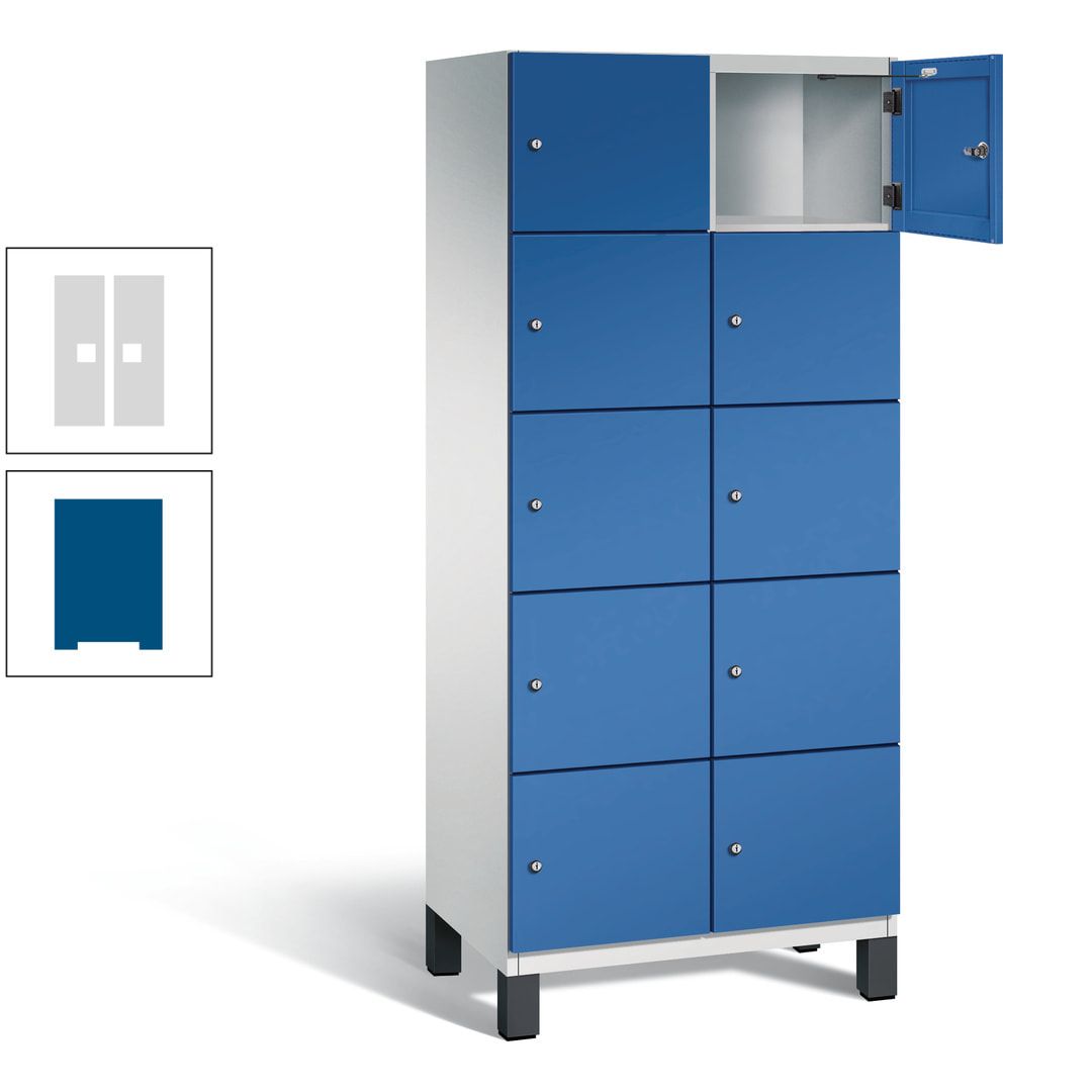 Fächerschrank, Stahlschrank, 10 Fächer, Türöffnungsbegrenzer, Füße, 1.980 x 800 x 525 mm (HxBxT), Korpus anthrazitgrau, Front anthrazitgrau