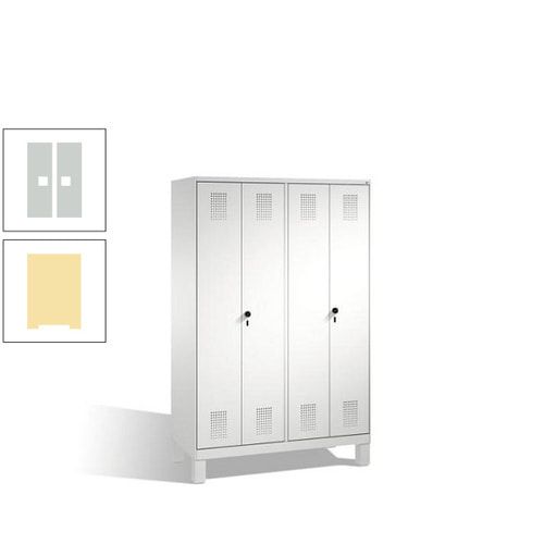 Doppel-Spind, Doppeltüren, Garderobenschrank mit Füßen, 4 Abteile a 300 mm, Korpus anthrazitgrau, Tür anthrazitgrau, 1.850 x 1.200 x 500 mm (HxBxT)