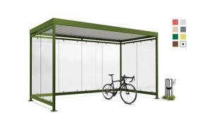 Fahrradunterstand, Raucherunterstand, 12-13 Personen, 2.510 x 4.195 x 2.165 mm (HxBxT), 8 Wände
