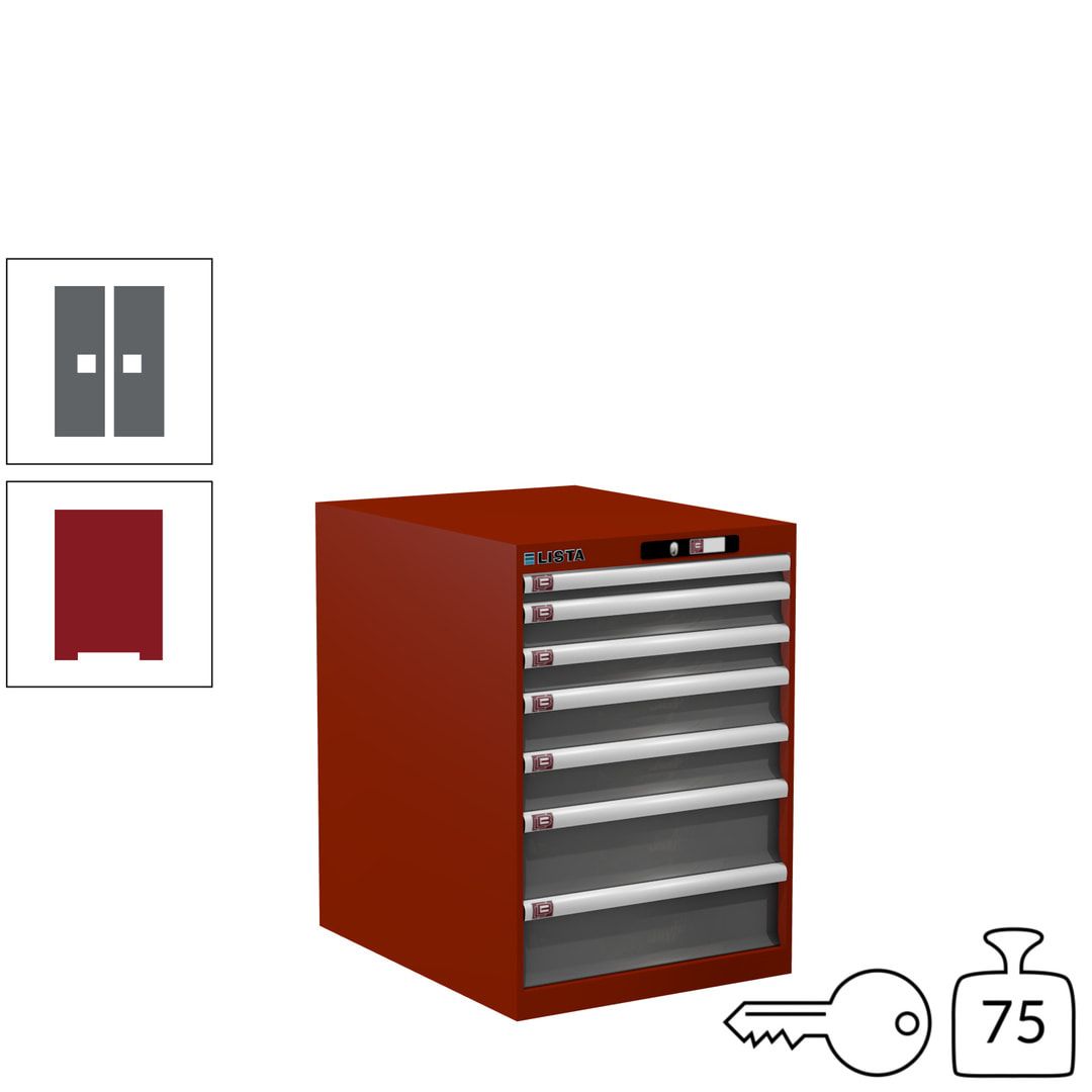 Lista Schubladenschrank - 14.354.010 - 800x564x725 mm (HxBxT) - 7 Schubladen - 75 kg - Key Lock - lichtblau (RAL 5012)
