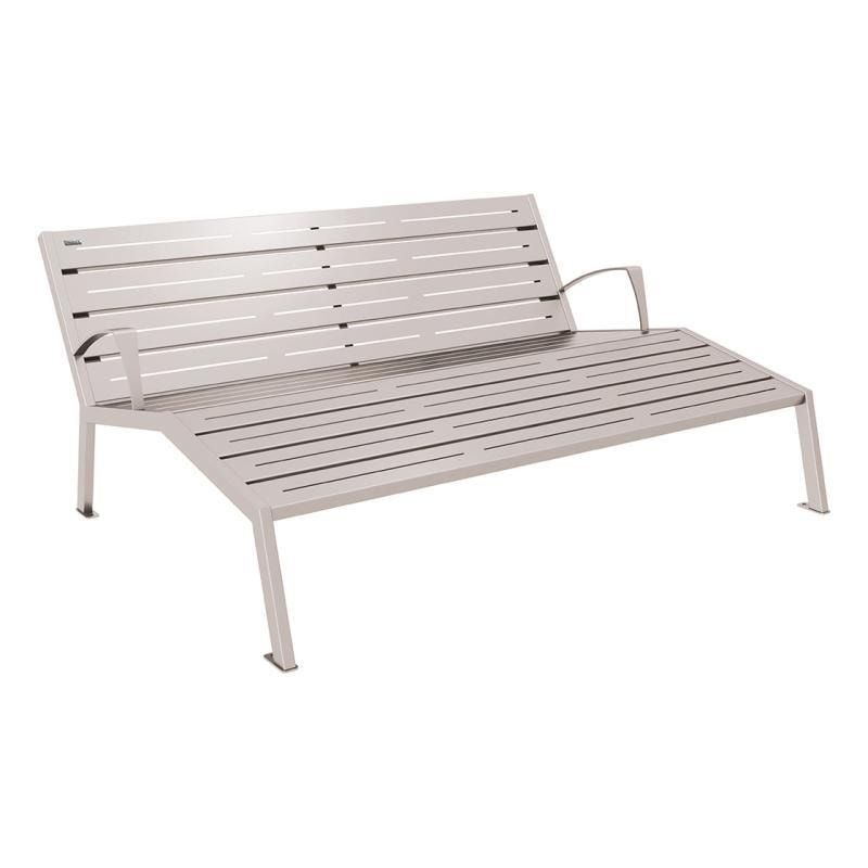 Liegestuhl aus Stahl - mit Armlehnen - 808 x 1.800 mm (HxB) - Farbe enzianblau - Parkbank - Gartenbank