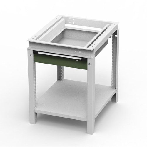 OTTOKIND Werkbank - Arbeitsplatte bündig - 850 x 605 x 750 mm (HxBxT) - Schublade - Ablageboden - lichtgrau