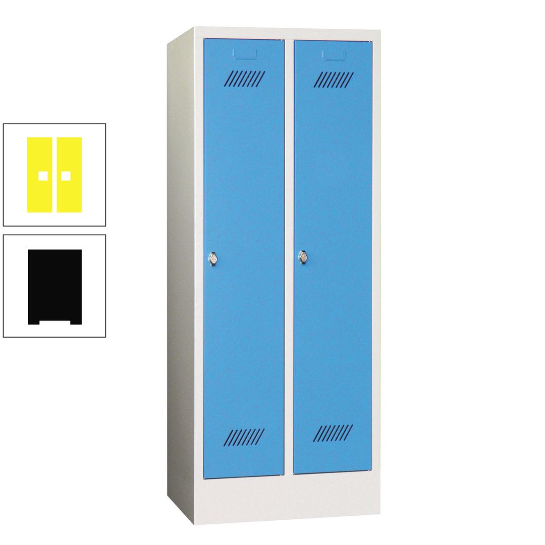 Spindschrank f. Schulen - mit Sockel - Höhe 1.600 mm - 2 Abteile a 300 mm - Drehriegel - anthrazitgrau