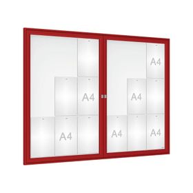 Schaukasten - Doppelflügeltür - 8xA4 - Querformat - 750 x 1.200 x 30 mm (HxBxT) - wählbar - Infokasten - Präsentationsvitrine