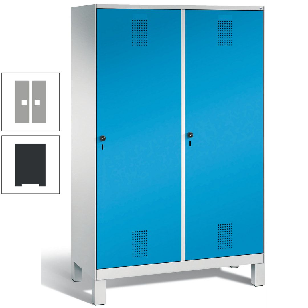 Doppel-Spind, Garderobenschrank, 2 Türen für 4 Abteile a 300 mm, Korpus anthrazitgrau, Türen anthrazitgrau, 1.850 x 1.200 x 500 mm (HxBxT)