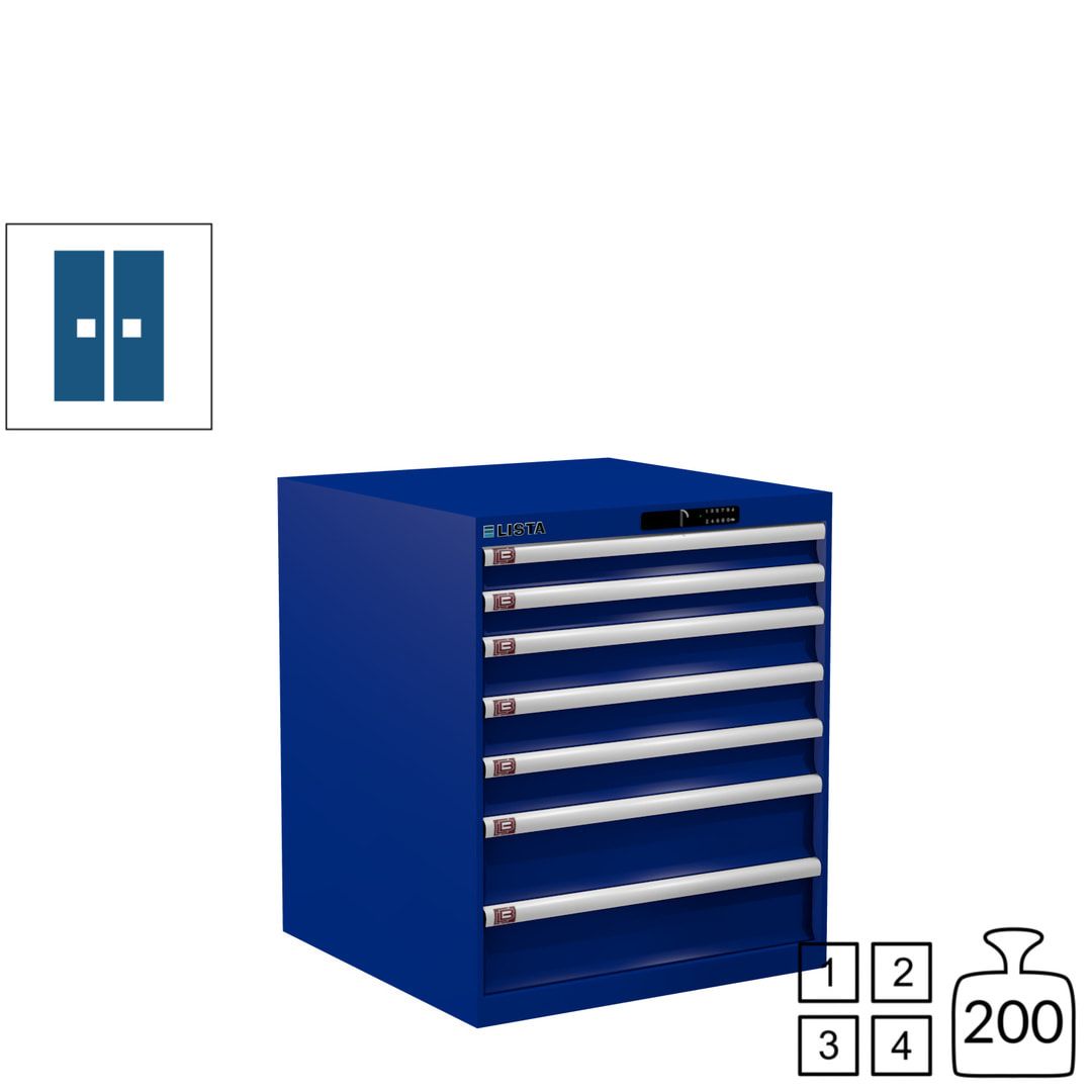 Lista Schubladenschrank - 14.409.010 - 850x717x725 mm (HxBxT) - 7 Schubladen - 75 kg - Key Lock - lichtblau (RAL 5012)