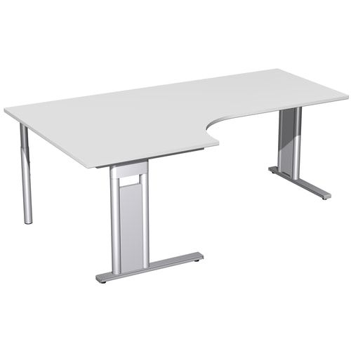 Eckschreibtisch, Eckteil 800 mm, Ecke links, Füße einseitig verkürzt, C-Fuß Pro, 720 x 1.600 x 1.200 mm (HxBxT), Gestell silber, Dekor Ahorn