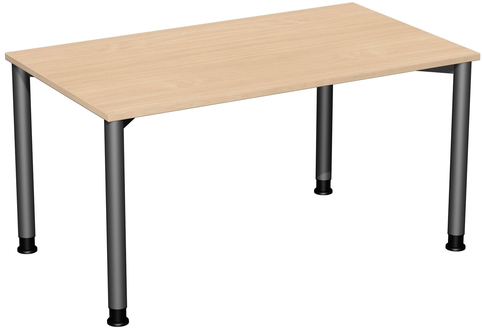Schreibtisch - 4-Fuß Flex - Bürotisch - Höhe 680-800 mm - 1.000 x 800 mm (BxT) - Gestell anthrazit - Ahorn
