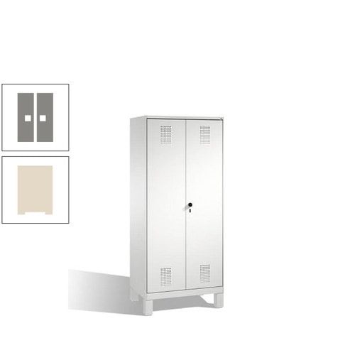 Doppel-Spind, Doppeltüren, Garderobenschrank mit Füßen, 2 Abteile a 400 mm, Korpus anthrazitgrau, Tür anthrazitgrau, 1.850 x 800 x 500 mm (HxBxT)