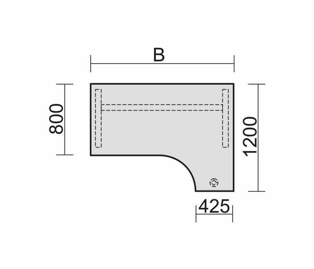 Eckschreibtisch, Ecke rechts, Füße einseitig verkürzt, C-Fuß Pro, 720 x 1.600 x 1.200 mm (HxBxT), Gestell silber, Dekor Ahorn