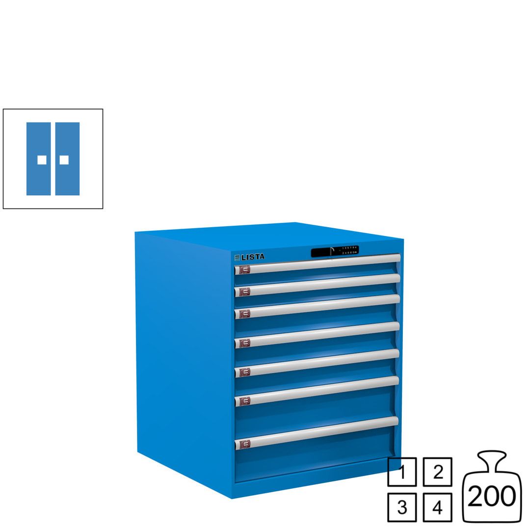 Lista Schubladenschrank - 14.409.010 - 850x717x725 mm (HxBxT) - 7 Schubladen - 75 kg - Key Lock - lichtblau (RAL 5012)