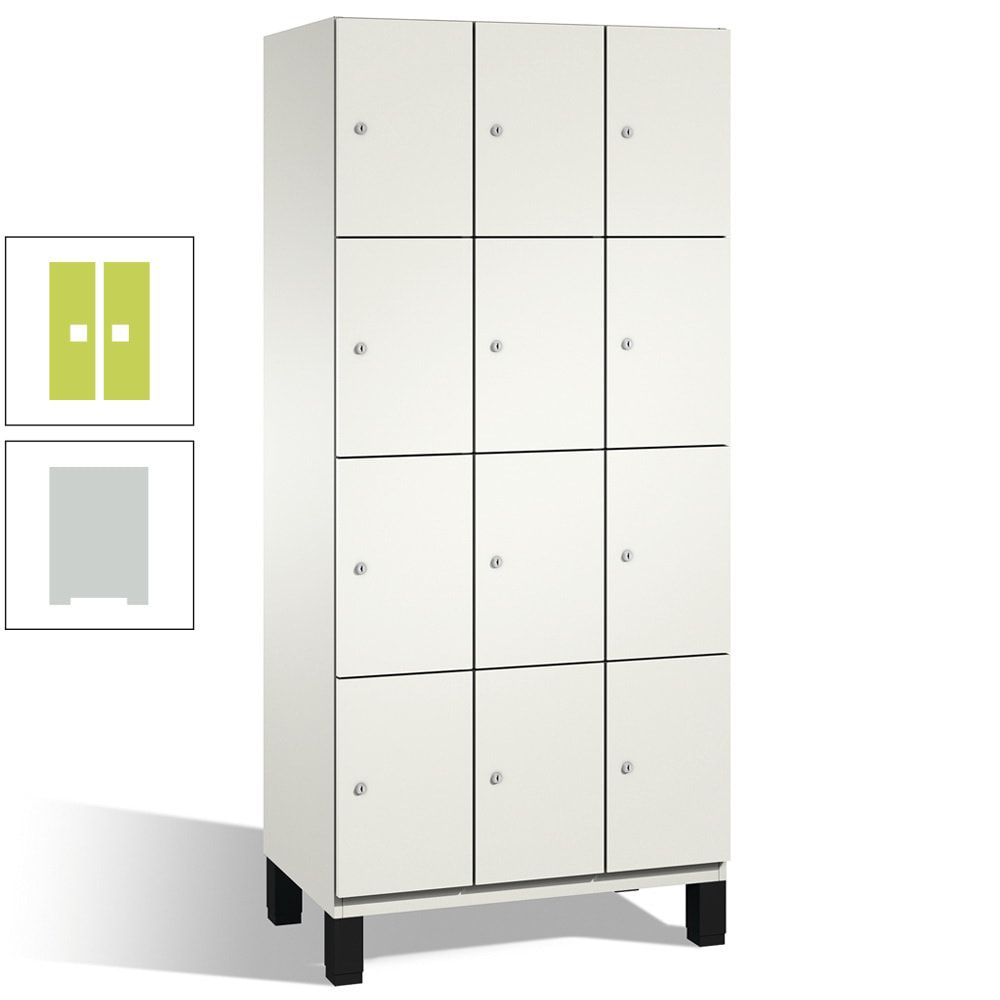 Fächerschrank, Stahlschrank, 12 Fächer, Türöffnungsbegrenzer, mit Füßen, Korpus lichtgrau, Tür anthrazitgrau, 1.980 x 900 x 525 mm (HxBxT)