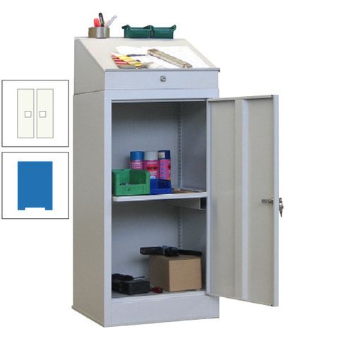 Stehpult mit Schrank - Vollblechtür - Zylinderschloss - 1 Ausziehboden - 1.270x500x500 mm (HxBxT) - anthrazitgrau