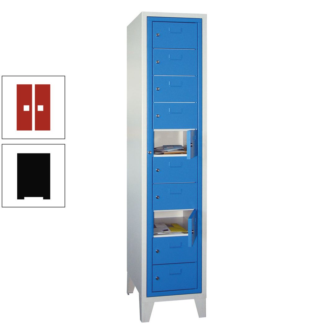 Schließfachschrank - Wäscheausgabeschrank - 10 Fächer a 315 mm - 1.850x400x500 mm (HxBxT) - Füße - Zylinderschloss - anthrazitgrau